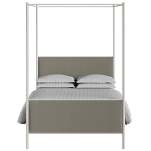 Reims iron/metal upholstered bed in ivory with grey fabric - Thumbnail