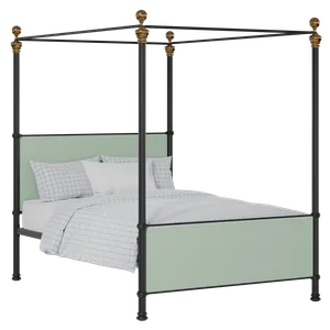 Riviere iron/metal upholstered bed in black with mineral fabric - Thumbnail