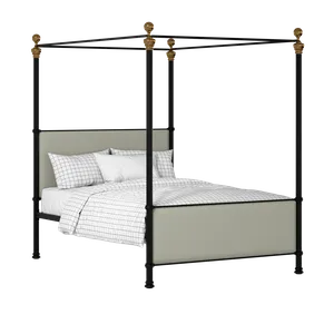 Riviere iron/metal upholstered bed in black with mineral fabric - Thumbnail