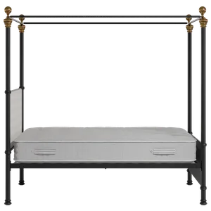 Riviere iron/metal upholstered bed in black with Romo Kemble Putty fabric - Thumbnail