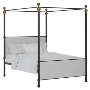 Riviere iron/metal upholstered bed in black with silver fabric - Thumbnail
