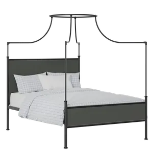 Waterloo Slim iron/metal upholstered bed in black with iron fabric - Thumbnail