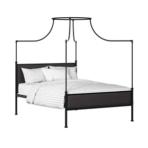 Waterloo Slim iron/metal upholstered bed in black with iron fabric - Thumbnail