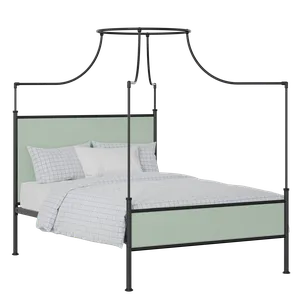 Waterloo Slim iron/metal upholstered bed in black with mineral fabric - Thumbnail