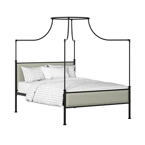 Waterloo Slim iron/metal upholstered bed in black with mineral fabric - Thumbnail