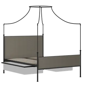 Waterloo iron/metal upholstered bed in black with drawers - Thumbnail