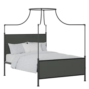 Waterloo iron/metal upholstered bed in black with iron fabric - Thumbnail