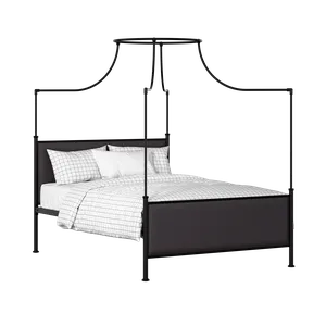 Waterloo iron/metal upholstered bed in black with iron fabric - Thumbnail