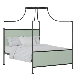 Waterloo iron/metal upholstered bed in black with mineral fabric - Thumbnail