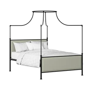 Waterloo iron/metal upholstered bed in black with mineral fabric - Thumbnail