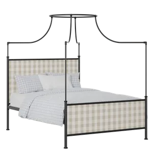 Waterloo iron/metal upholstered bed in black with Romo Kemble Putty fabric - Thumbnail