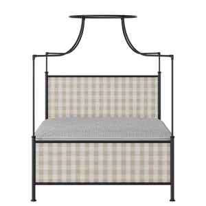Waterloo iron/metal upholstered bed in black with Romo Kemble Putty fabric - Thumbnail