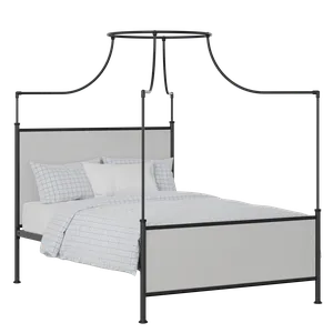 Waterloo iron/metal upholstered bed in black with silver fabric - Thumbnail