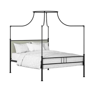 Waterloo Zero iron/metal upholstered bed in black with mineral fabric - Thumbnail