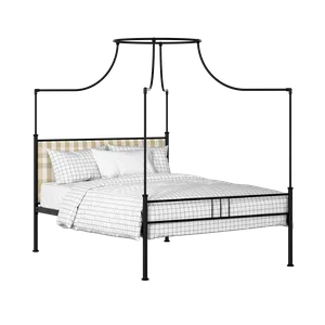 Waterloo Zero iron/metal upholstered bed in black with Romo Kemble Putty fabric - Thumbnail