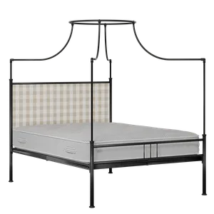 Waterloo Zero iron/metal upholstered bed in black with Romo Kemble Putty fabric - Thumbnail