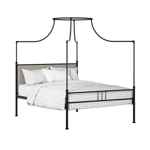 Waterloo Zero iron/metal upholstered bed in black with silver fabric - Thumbnail