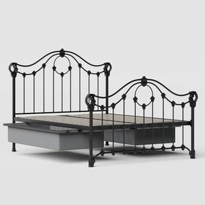 Alva iron/metal bed in black with drawers - Thumbnail