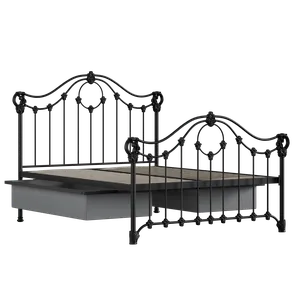 Alva iron/metal bed in black with drawers - Thumbnail