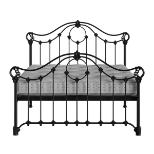 Alva iron/metal bed in black with Juno mattress - Thumbnail