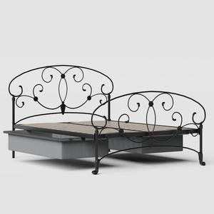 Arigna iron/metal bed in black with drawers - Thumbnail