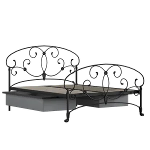 Arigna iron/metal bed in black with drawers - Thumbnail