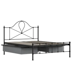 Athena iron/metal bed in black with drawers - Thumbnail