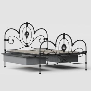 Ballina iron/metal bed in black with drawers - Thumbnail