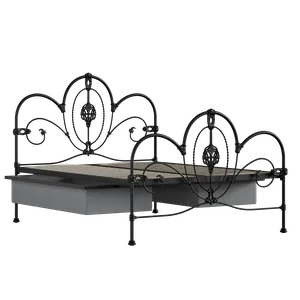 Ballina iron/metal bed in black with drawers - Thumbnail
