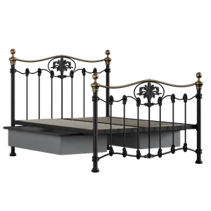Camolin iron/metal bed in black with drawers - Thumbnail