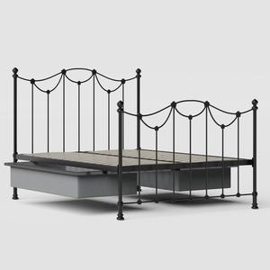 Carie iron/metal bed in black with drawers - Thumbnail