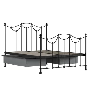 Carie iron/metal bed in black with drawers - Thumbnail