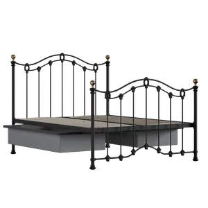 Clarina iron/metal bed in black with drawers - Thumbnail