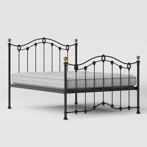 Clarina iron/metal bed in black with Juno mattress - Thumbnail