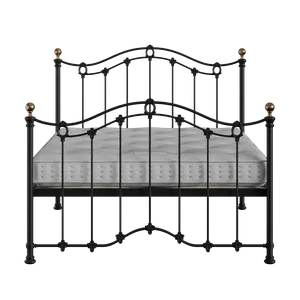 Clarina iron/metal bed in black with Juno mattress - Thumbnail