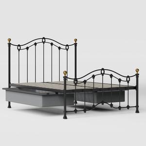 Clarina Low Footend iron/metal bed in black with drawers - Thumbnail