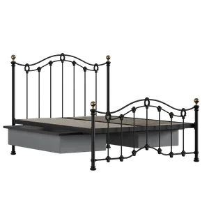 Clarina Low Footend cama de metal en negro con cajones - Thumbnail