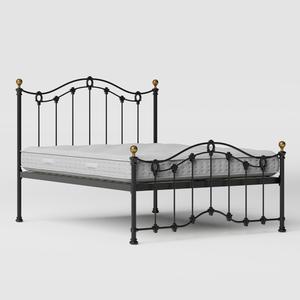 Clarina Low Footend iron/metal bed in black with Juno mattress - Thumbnail