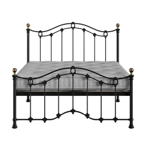 Clarina Low Footend iron/metal bed in black with Juno mattress - Thumbnail