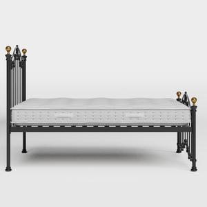 Clarina Low Footend iron/metal bed in black with Juno mattress - Thumbnail