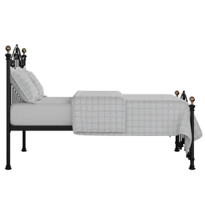 Clarina Low Footend cama de metal en negro con colchón - Thumbnail
