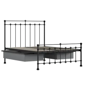 Edwardian cama de metal en negro con cajones - Thumbnail