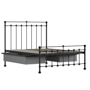 Edwardian ijzeren bed in zwart met lades - Thumbnail