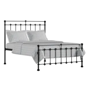 Edwardian ijzeren bed in zwart met matras - Thumbnail