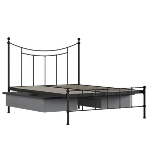 Isabelle iron/metal bed in black with drawers - Thumbnail