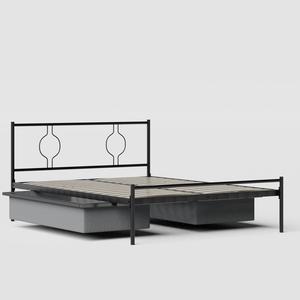 Meiji iron/metal bed in black with drawers - Thumbnail