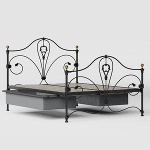 Melrose iron/metal bed in black with drawers - Thumbnail