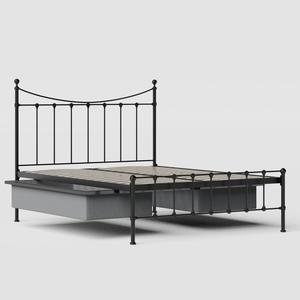 Olivia iron/metal bed in black with drawers - Thumbnail