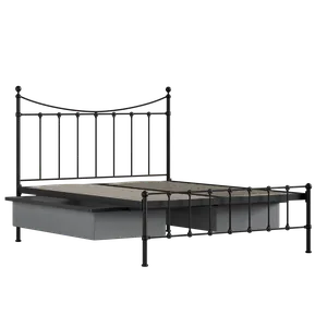 Olivia iron/metal bed in black with drawers - Thumbnail