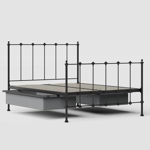 Paris iron/metal bed in black with drawers - Thumbnail